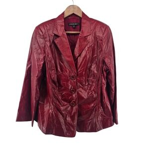 Lafayette 148 New York Garnet Leather Blazer